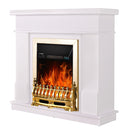 Camino Elettrico da Pavimento 100x103,4x30 cm Effetto Fiamma 2000W Rodos & Galileo gold Bianco