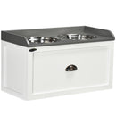 Ciotole per Cani Rialzate 60x30x36 cm con Cassetto in Acciaio Inox e Legno Bianco e Grigio