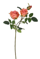 Set 2 Rose Artificiali Real Touch a 3 Diramazioni Altezza 80 cm Arancio