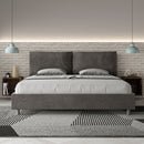 Letto Matrimoniale Imbottito in Microfibra Antea Large Grigio Varie Misure
