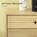 Mobiletto Basso 120x39,5x64 cm in Truciolato e Acciaio Naturale
