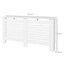 Copritermosifone a Doghe 152x19x81 cm con Ripiano Portaoggetti in MDF Bianco  