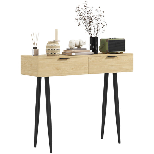 acquista Consolle da Ingresso in Stile Nordico 100x30x80,5 cm in Legno e Acciaio Rovere