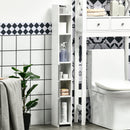 Mobile a Colonna con Mensole e Armadietti 15x17x120 cm in MDF e Legno Truciolare Bianco e Grigio