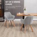 Set 2 Sedie Imbottite 54x57x80 cm in Velluto e Legno Grigio