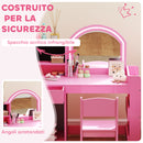 Set Toeletta Trucco per Bambini 2 in 1 con Specchio Luce LED 88,6x38,8x96,9 cm e Sedia in MDF Rosa      
