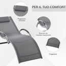 Lettino Prendisole da Giardino 160x60x65 cm in Alluminio Grigio