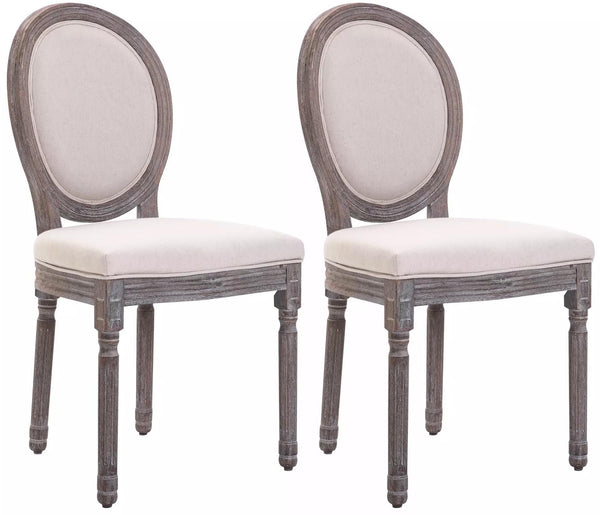 sconto Set 2 Sedie in Legno Rivestimento in Lino Bianco