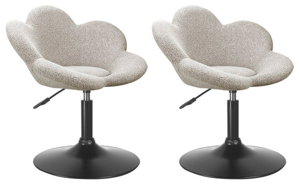 prezzo Set 2 Poltroncine da Soggiorno 69x55x69/81 cm in Schiuma Poliuretanica Fleur Nero-Beige