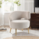 Sedia Moderna con Schienale ad Arco 69x65x67 cm Rivestita in Chenille Bianco Crema      