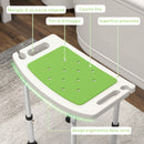 Sgabello da Doccia Altezza Regolabile 6 Livelli 39-52 cm in Lega di Alluminio e Plastica Antiscivolo Verde      