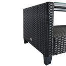 Set Salotto da Giardino Divano 2 Poltrone e Tavolino in Rattan Nero e Crema