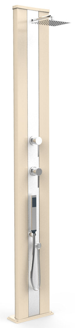 prezzo Doccia Solare da Esterno Giardino 40L Miscelatore e Doccetta Mobile Arkema Dada S Fascia Inox Bianco