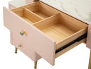 Toeletta Sharon Rosa con Puff 120x40x75 cm in Pino e MDF e Metallo e Plastica      