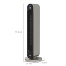 Stufa Elettrica Oscillante 3 Modalità Ø25x73,5 cm 2200W con Telecomando Argento