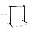 Struttura Scrivania Elettrica Regolabile in Altezza 71-116 cm con Modalità Defaticante in Acciaio  Nero