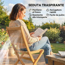 Set 2 Sedie Pieghevoli da Giardino Supporto fino a 160 kg in Rattan PE e Legno di Acacia Beige      