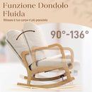 Sedia a Dondolo 70x89x97,5 cm con Poggiapiedi Schienale Reclinabile in Stile Scandinavo in Velluto a Coste Crema      