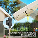 Ombrellone Rettangolare 183x122x222 cm con 3 Inclinazioni in Metallo e Poliestere Beige      