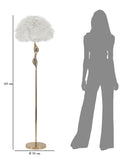 Lampada da Terra Slim Bianco Ø50x165 cm in Ferro e Tessuto Oro e Bianco      