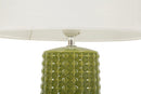 Lampada da Tavolo Gliss Verde Ø30x52 cm in Ceramica e Ferro e Tessuto Verde e Bianco      