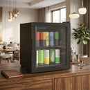 Mini Frigo da Ufficio 42,3x40x55 cm Capienza 46L 59 Lattine Temperatura Regolabile 0-20℃ con Porta in Doppio Vetro Temperato Nero      