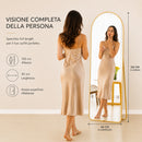 Specchio ad Arco da Terra e Parete 155x45 cm a Figura Intera in Alluminio Oro     