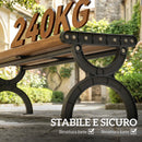 Panchina da esterno 2 posti in metallo, 124x39x39 cm, Legno e Nero      