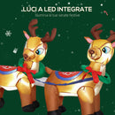 Babbo Natale Gonfiabile con Slitta e Renne da 2,4m con 6 Luci LED e Gonfiatore per Esterni e Interni      