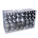 Set 100 Palline Decorative per Albero di Natale in Plastica argento cm Ø4,6,8