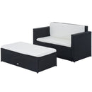 Set Salotto da Giardino in Rattan Sintetico Divano e Poggiapiedi con Cuscini Nero 