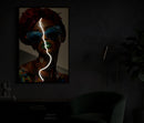 Stampa con LED su Tela Afro 60x3,5x90 cm in Tela e Plastica e MDF Multicolor      