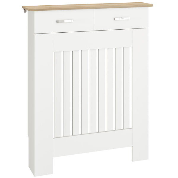 Copritermosifone a Doghe 78x19x97 cm Antiribaltamento con Cassetto in Legno Bianco prezzo