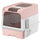 Lettiera per Gatti Chiusa 48x35x36 cm con Vassoio Estraibile Paletta e Deodorante in PP e ABS Rosa