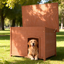 Cuccia per Cani Grande per Esterno 116x79x81 cm con Tetto Apribile in Legno di Cipresso      