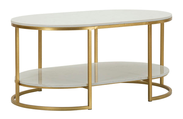 online Tavolo da Caffè Izmir 90x60x45 cm in Ferro e Marmo Oro e Bianco
