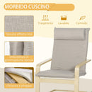 Poltrona Relax con Pouf 67x69x100 cm Cuscino Poggiatesta in Tessuto Effetto Lino Grigio