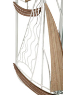 Specchio da Muro Adriatic 60x4,4x60 cm in MDF e Ferro e Specchio Bianco e Marrone      