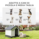 Casetta per Cani Piccoli e Mini da Esterno 62x61x60 cm Impermeabile in Plastica con Finestra Grigio      