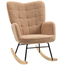Poltrona a Dondolo Imbottita Rivestimento Bouclé 71x98x101 cm Marrone  