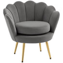 Poltrona Imbottita 76x67x74 cm in Tessuto Vellutato Grigio