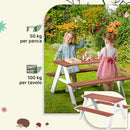 Set Tavolo da Picnic per Bambini 3-8 Anni 89x79x50 cm con Panche in Legno Marrone      