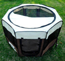 Box Recinto per Cani Pieghevole in Oxford Marrone-crema Ø116x71 cm 