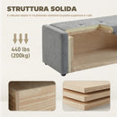 Cassapanca Contenitore 122x48x44 cm Capienza 142L Pouf Seduta Ampia Imbottita Capacità 200 kg in Lino Grigio Chiaro      