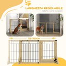 Cancelletto per Cani Estensibile 112-159x70 cm con Porta e 2 Pannelli in Legno Naturale      