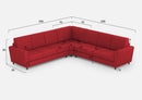 Divano Angolare 7 Posti 288x288x85 cm Yasel in Tessuto Rosso