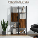 Libreria 4 Ripiani 2 Ante 90x30x159,5 cm in Metallo e Truciolato Nero e Marrone