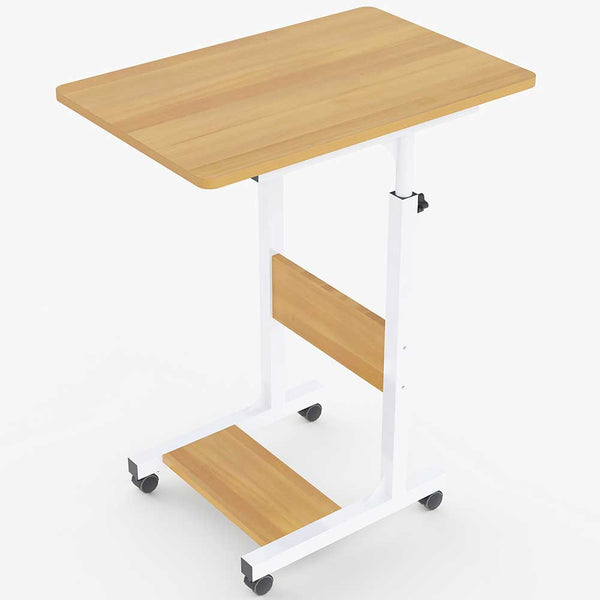 Tavolino Porta PC Computer da Letto Divano Regolabile con Ruote Beige acquista