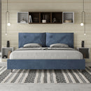 Letto Matrimoniale Imbottito in Microfibra Appia Large Blu Varie Misure