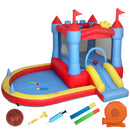 Castello Gonfiabile per Bambini 342x255x209 cm con Scivolo Piscina per Palline Canestro da Basket e Soffiatore in Tessuto Oxford Blu      
